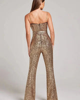 Sparkly Sequin Jumpsuit with Flared Legs