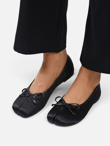 Split-Toe Ballet Flat with Bow Detail