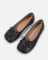 Split-toe ballet flat with bow detail, front view