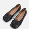 Split-toe ballet flat with bow detail, front view