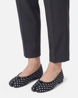 Close-up of bow detail on split-toe ballet flat