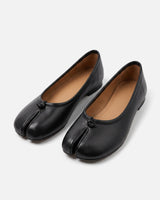 Leather split-toe ballet flat with knotted strap across the upper, side view