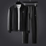 Men's zip-up tracksuit set with stripe detail, front view