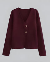Spring Button Front Knit Cardigan with V Neck