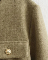 Spring Cropped Cardigan Jacket with Flap Pockets