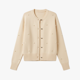 Spring Layering Cardigan with Pearl Detail and Heart Buttons