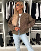 Spring Quilted Bomber Jacket with Zip Front