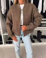 Spring Quilted Bomber Jacket with Zip Front