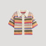 Spring Striped Crochet Knit Cardigan with Button Front