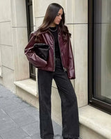 Spring Zip Front Bomber Jacket with Gathered Hem