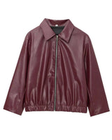Spring Zip Front Bomber Jacket with Gathered Hem