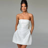 Strapless Jacquard Mini Dress with Bow Detail