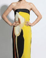 Strapless Maxi Dress with Abstract Floral Print