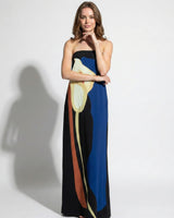 Strapless Maxi Dress with Abstract Floral Print