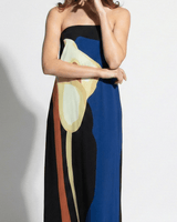 Strapless Maxi Dress with Abstract Floral Print