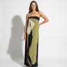 Strapless Maxi Dress with Abstract Floral Print