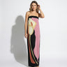 Strapless Maxi Dress with Abstract Floral Print