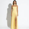 Strapless Maxi Dress with High Slit and Choker Neck