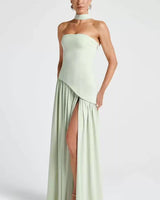 Strapless Maxi Dress with Pleated Skirt and Matching Shawl
