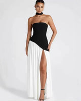 Strapless Maxi Dress with Pleated Skirt and Matching Shawl