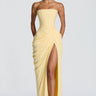 Strapless Maxi Dress with Ruched Waist and Side Slit