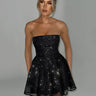 Strapless Sparkling Mini Dress with Flared Skirt