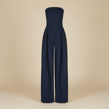 Strapless Wide-Leg Jumpsuit with Straight Neckline