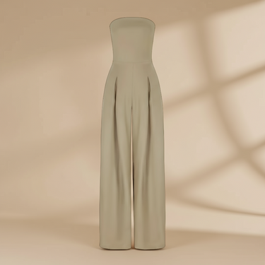 Strapless Wide-Leg Jumpsuit with Straight Neckline