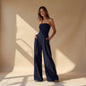 Strapless Wide-Leg Jumpsuit with Straight Neckline