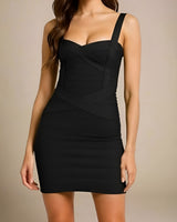 Strappy Bandage Mini Dress with Sweetheart Neckline