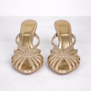 Strappy Mule Heels with Open Toe and Slim Heel
