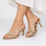 Strappy Mule Heels with Open Toe and Slim Heel