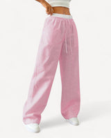 Striped High-Waisted Wide-Leg Pants with Drawstring