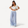 Striped High-Waisted Wide-Leg Pants with Drawstring