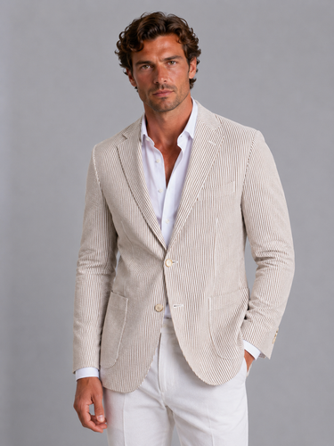 Detail shot of the button-front fastening and chest pocket