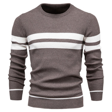 Detail shot of ribbed cuffs on a men's striped jumper