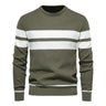 Men's striped round neck jumper with long sleeves and ribbed cuffs