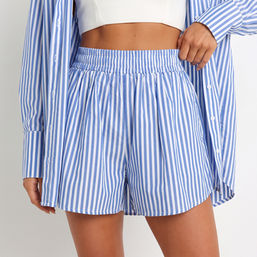 Close-up of stripe pattern on co-ord shirt