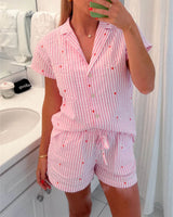 Striped Short-Sleeve Pyjama Shorts Set