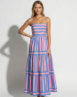 Striped Tiered Maxi Dress with Spaghetti Straps