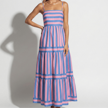 Striped Tiered Maxi Dress with Spaghetti Straps