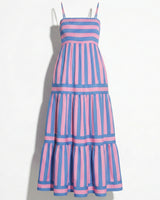 Striped Tiered Maxi Dress with Spaghetti Straps