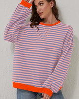 Striped Women's Jumper with Loose Silhouette