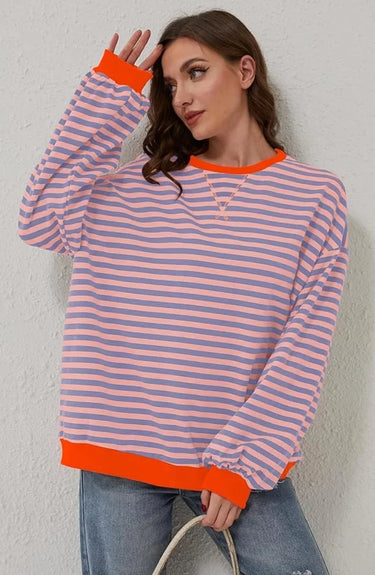 Striped Women's Jumper with Loose Silhouette