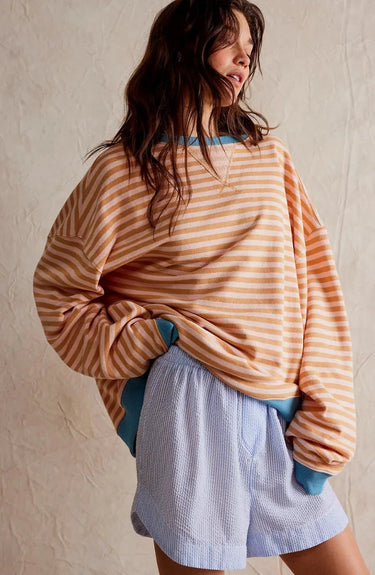 Striped Women's Jumper with Loose Silhouette