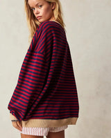 Close-up of the long sleeve cuff on the striped jumper