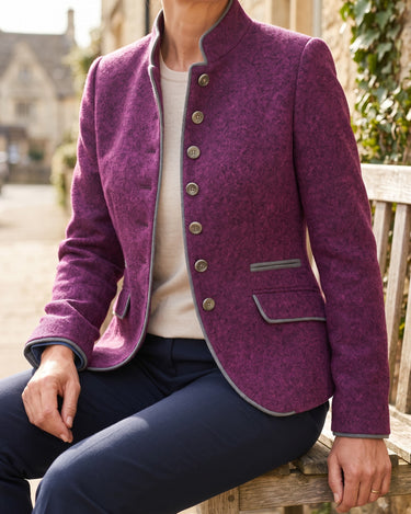 Structured Blazer Jacket with Contrast Trim and Pocket Detail