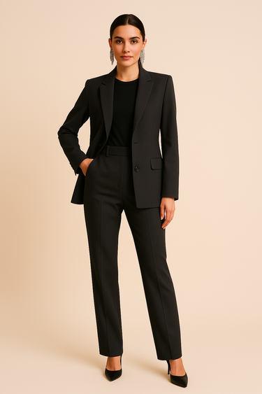 Structured Blazer and Straight Leg Trousers Set
