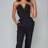 Structured Pleated Strapless Wide-Leg Jumpsuit