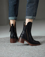 Stylish Block Heel Ankle Boots